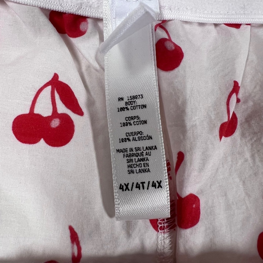 SKIMS Cherry Print Cotton Poplin Sleep Shorts White Red‎ Plus Size 4X NWOT - Picture 10 of 12